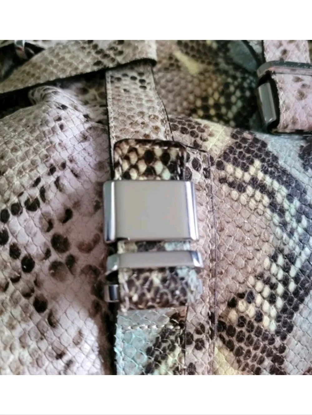 L.K. Bennett Anna Python Snakeskin Satchel Tan Blue Leather Italy Bag
